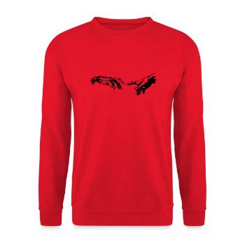 Paintng (Gemälde) simple hand and skeleton black - Unisex Pullover - Rot - Vorne - Alina (178cm) & Michal (187cm)
