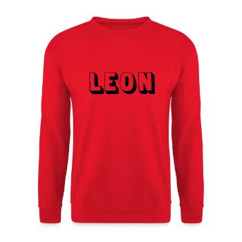 Name - Leon - Unisex Pullover - Rot - Vorne - Alina (178cm) & Michal (187cm)