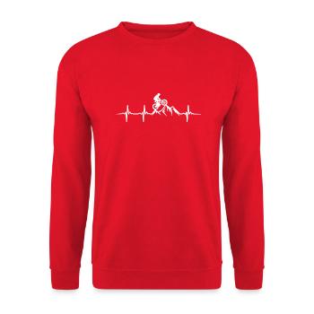 MTB Bike Berge Herschlag Puls Berg - Unisex Pullover - Rot - Vorne - Alina (178cm) & Michal (187cm)