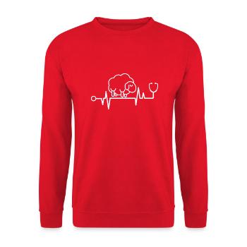 Herzschlag von Schafen - Unisex Pullover - Rot - Vorne - Alina (178cm) & Michal (187cm)