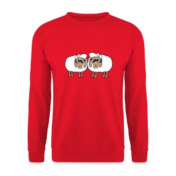 Deux Mouton Lunettes de Soleil 2 Cappy Cap Été Crew - Sweat-shirt Unisexe - rouge - Devant - Alina (178cm) & Michal (187cm)