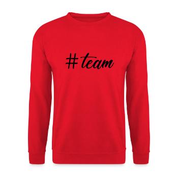 hashtag # team - Unisex Sweatshirt - red - Front - Alina (178cm) & Michal (187cm)