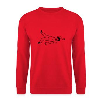 Schlafender Ohnmächtiger Mann - Unisex Pullover - Rot - Vorne - Alina (178cm) & Michal (187cm)