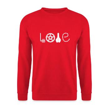 Bike LOVE - Fahrrad Liebe Männer Frauen - Unisex Pullover - Rot - Vorne - Alina (178cm) & Michal (187cm)