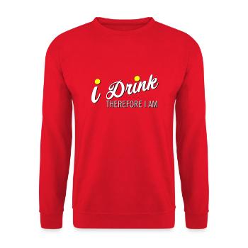 Ich trinke, also bin ich - Unisex Pullover - Rot - Vorne - Alina (178cm) & Michal (187cm)