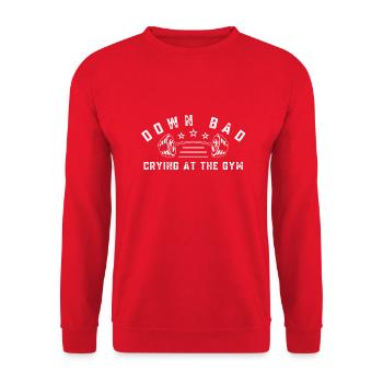 Down Bad Crying à la salle de sport - Sweat-shirt Unisexe - rouge - Devant - Alina (178cm) & Michal (187cm)