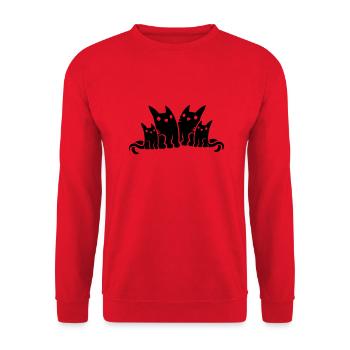 Family Papa Mama Cats - Unisex Sweatshirt - red - Front - Alina (178cm) & Michal (187cm)