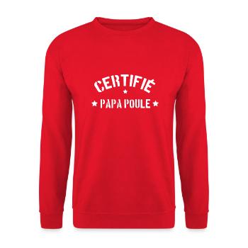 Certifié Papa poule - Sweat-shirt Unisexe - rouge - Devant - Alina (178cm) & Michal (187cm)