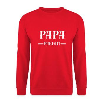 Papa Parfait - Pèrefection - Sweat-shirt Unisexe - rouge - Devant - Alina (178cm) & Michal (187cm)
