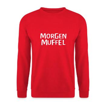 Morgenmuffel - Unisex Pullover - Rot - Vorne - Alina (178cm) & Michal (187cm)