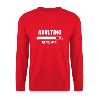 Adulting please wait 18th birthday - Sweat-shirt Unisexe - rouge - Devant - Alina (178cm) & Michal (187cm)