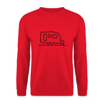 Wohnwagen / Caravan - Kontur - moderne Form - Unisex Pullover - Rot - Vorne - Alina (178cm) & Michal (187cm)