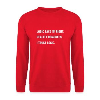 Holiday Humor Design Phrase Gift for Logic Fans - Unisex Sweatshirt - red - Front - Alina (178cm) & Michal (187cm)