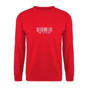 Fabriqué en Pologne - Pologne - Pologne - Code-barres - Dash - Sweat-shirt Unisexe - rouge - Devant - Alina (178cm) & Michal (187cm)