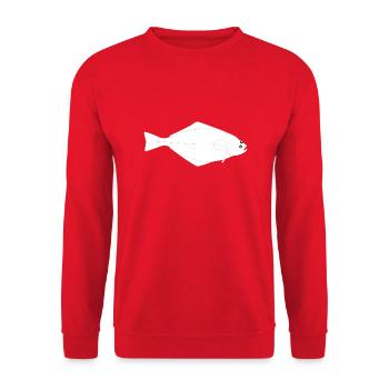 Heilbutt Vollformat weiß - Unisex Pullover - Rot - Vorne - Alina (178cm) & Michal (187cm)