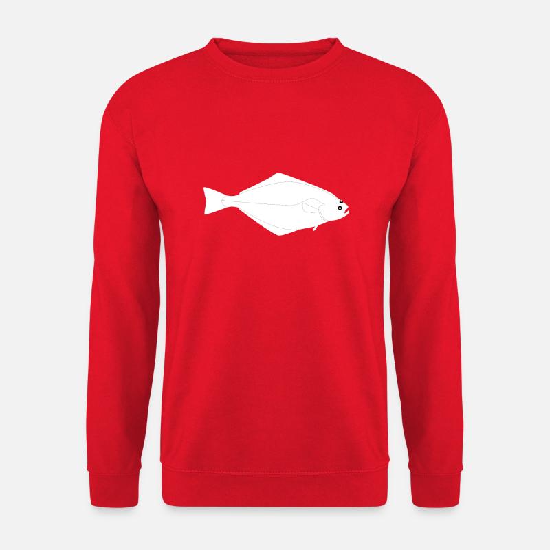 Heilbutt Vollformat weiß - Unisex Pullover - Rot