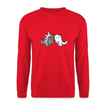2 dinosaur friends - Unisex Sweatshirt - red - Front - Alina (178cm) & Michal (187cm)