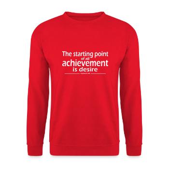 Der Ausgangspunkt aller Errungenschaften ist der Wunsch - Unisex Pullover - Rot - Vorne - Alina (178cm) & Michal (187cm)