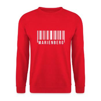 Erzgebirge Strichcode Marienberg - Unisex Pullover - Rot - Vorne - Alina (178cm) & Michal (187cm)