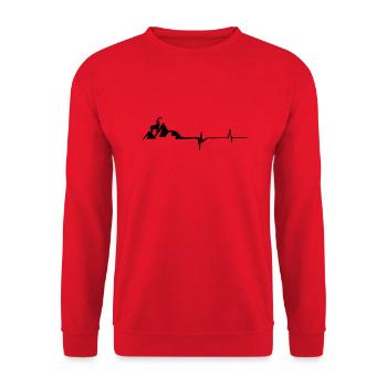 Herzschlag - Ziege - Berg - (4) - Unisex Pullover - Rot - Vorne - Alina (178cm) & Michal (187cm)