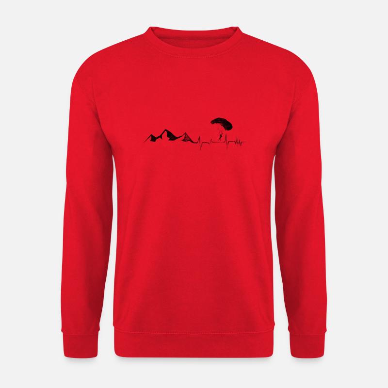 Herzschlag - Berg - Gleitschirmfliegen - (10) - Unisex Pullover - Rot