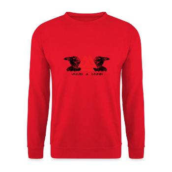 Hugin & Munin Vikings Corbeaux d’Odin Design celtique - Sweat-shirt Unisexe - rouge - Devant - Alina (178cm) & Michal (187cm)