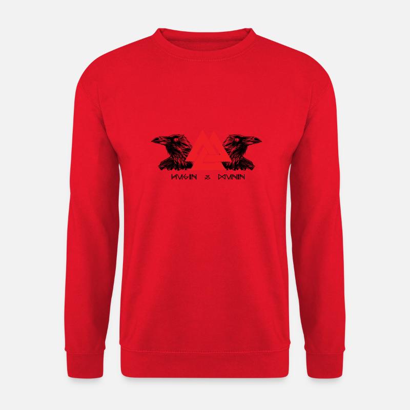 Hugin & Munin Vikings Corbeaux d’Odin Design celtique - Sweat-shirt Unisexe - rouge