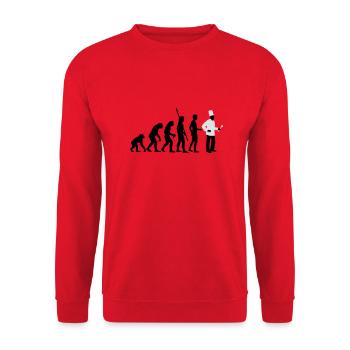 evolution_koch_2c - Unisex Pullover - Rot - Vorne - Alina (178cm) & Michal (187cm)