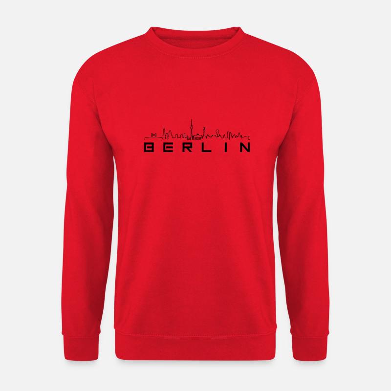 Skyline - Berlin Linie und Text - Unisex Pullover - Rot