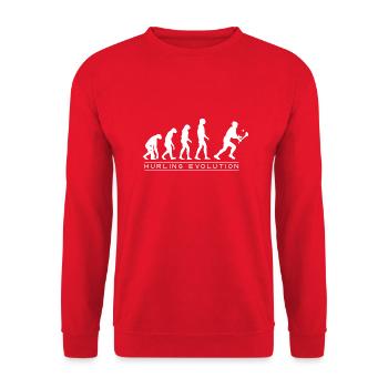 Die Evolution von Hurling - Unisex Pullover - Rot - Vorne - Alina (178cm) & Michal (187cm)