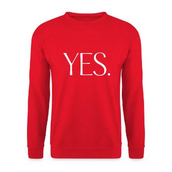 YES. Ein Shirt, ein Wort. - Unisex Pullover - Rot - Vorne - Alina (178cm) & Michal (187cm)