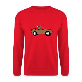 Rabbit Car Fast Driving Driver License - Unisex Sweatshirt - red - Front - Alina (178cm) & Michal (187cm)