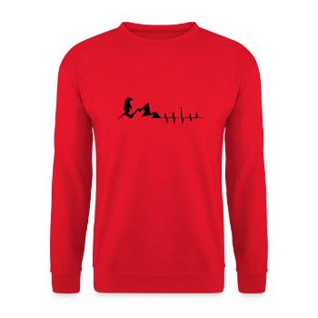 Heartbeat - Bear - Mountain - (2) - Unisex Sweatshirt - red - Front - Alina (178cm) & Michal (187cm)