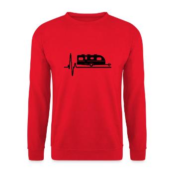Caravan Heartbeat ECG Camper Camping Funny - Unisex Sweatshirt - red - Front - Alina (178cm) & Michal (187cm)