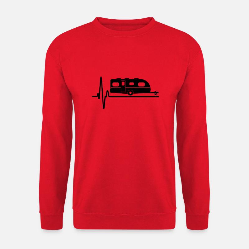 Wohnwagen Herzschlag EKG Camper Camping Lustig - Unisex Pullover - Rot