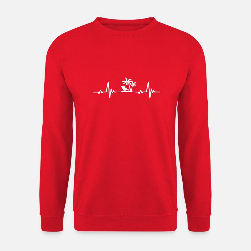 Waves heart frequency Sommer Stuhl Palme Sommer - Unisex Pullover - Rot