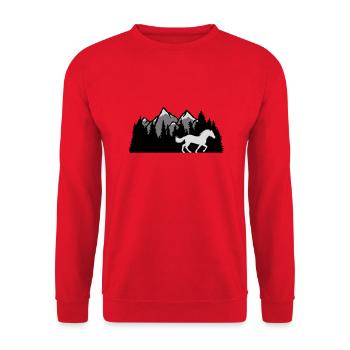 Mountains Forest Nature Horse - Unisex Sweatshirt - red - Front - Alina (178cm) & Michal (187cm)