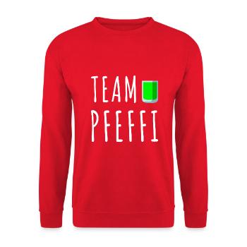 Pfefferminz Likör Pfeffi Vatertag Sauf - Unisex Pullover - Rot - Vorne - Alina (178cm) & Michal (187cm)