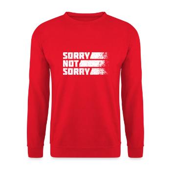 Sorry Not Sorry. Ironisches und Lustiges Design - Unisex Pullover - Rot - Vorne - Alina (178cm) & Michal (187cm)