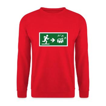 Ausstieg zum Drum-Sound - Unisex Pullover - Rot - Vorne - Alina (178cm) & Michal (187cm)