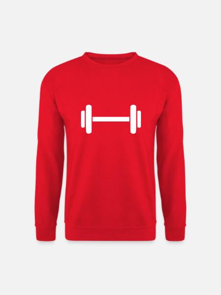 Krafttraining Hantel Symbol Minimal Icon Vektor - Unisex Pullover - Rot