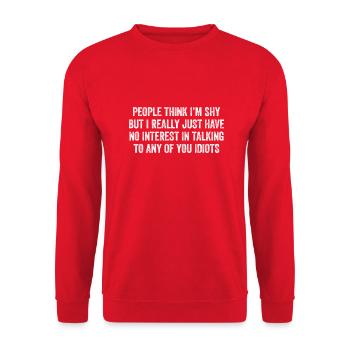 Introvertiert und ehrlich - Unisex Pullover - Rot - Vorne - Alina (178cm) & Michal (187cm)