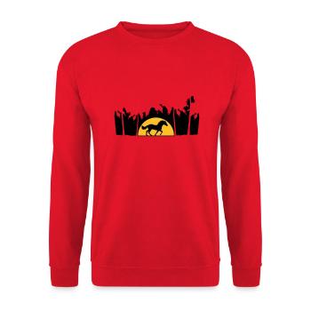 Palmen Strand Sonne Pferd - Unisex Pullover - Rot - Vorne - Alina (178cm) & Michal (187cm)
