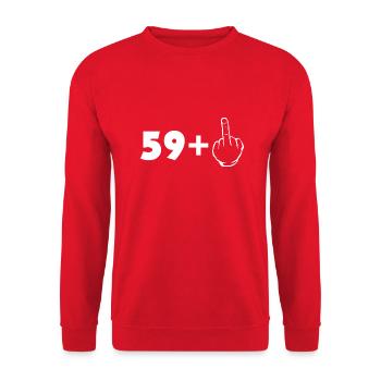 59 plus 1 - Geschenk für den 60. Geburtstag - Unisex Pullover - Rot - Vorne - Alina (178cm) & Michal (187cm)