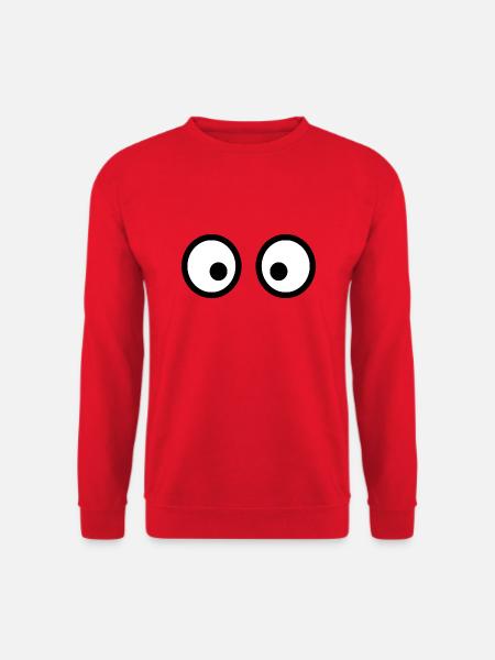 Lustige Cartoon-Augen: Verspielt und ausdrucksstark - Unisex Pullover - Rot