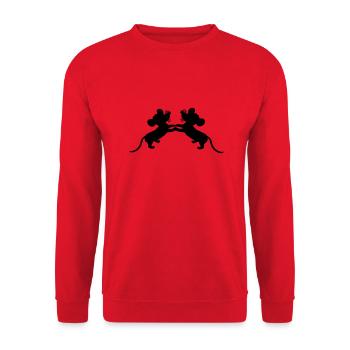 2 souris danse mains tenant couple équipe amis amour - Sweat-shirt Unisexe - rouge - Devant - Alina (178cm) & Michal (187cm)
