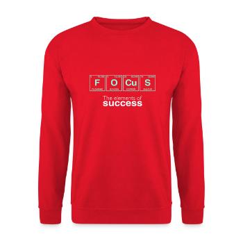 Funny sayings: The Elements of Success - FOCUS - Unisex Sweatshirt - red - Front - Alina (178cm) & Michal (187cm)