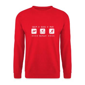 Triathlon Swim Bike Run Marathon - Unisex Pullover - Rot - Vorne - Alina (178cm) & Michal (187cm)