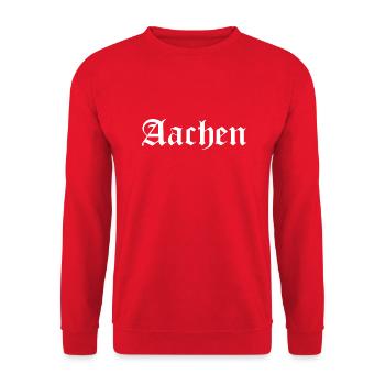 Aachen Geschenk - Unisex Pullover - Rot - Vorne - Alina (178cm) & Michal (187cm)