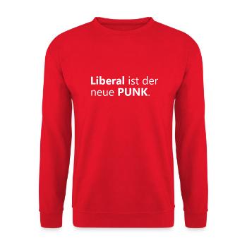 Liberal ist der neue Punk! - Unisex Pullover - Rot - Vorne - Alina (178cm) & Michal (187cm)